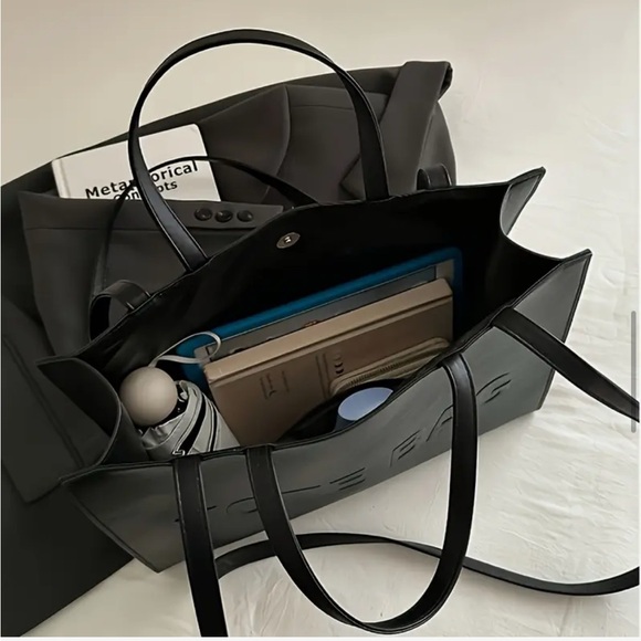 Unbranded Sleek Large Capacity Tote with “TOTE BAG" Logo  - NIP - Picture 7 of 16